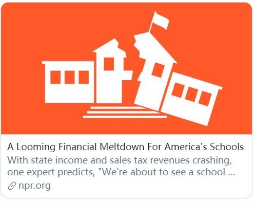 美國(guó)學(xué)校面臨財(cái)政危機(jī)。/NPR報(bào)道截圖